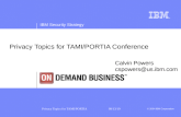 Privacy Topics for TAMI/PORTIA Conference