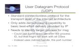 User Datagram Protocol (UDP) 11/14/2005 آ  UDP (cont.) â€¢ UDP does ensure correctness of packet using