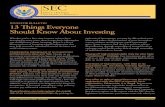 INVESTOR BULLETIN - 13 Things Everyone Should Know About ... ...آ  13 Things Everyone . Should Know