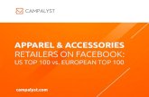 Top Apparel and Accessories retailers on Facebook: US Top 100 vs. European Top 100