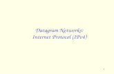 1 Datagram Networks: Internet Protocol (IPv4). 2 The Internet Network layer: IP Internet Network Layer Components: –IP protocol (addressing, datagram.