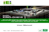 KINO-DH610 Mini-ITX Motherboard KINO-DH610 Page I IEI Technology Corp. User Manual KINO-DH610 MODEL: