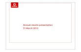 Annual results presentation 31 March 2012 -   the Vodafone logo, Vodafone Mob ile Broadband, Vodafone WebBox, Vodafone WebBook, Vodafone Smart tab, Vodafone 858